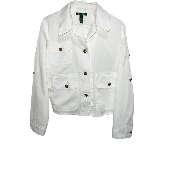 Lauren Ralph Lauren Jackets & Blazers - 0852 Lauren Ralph Lauren Nautical Cotton Cropped Lightweight Jacket  White
